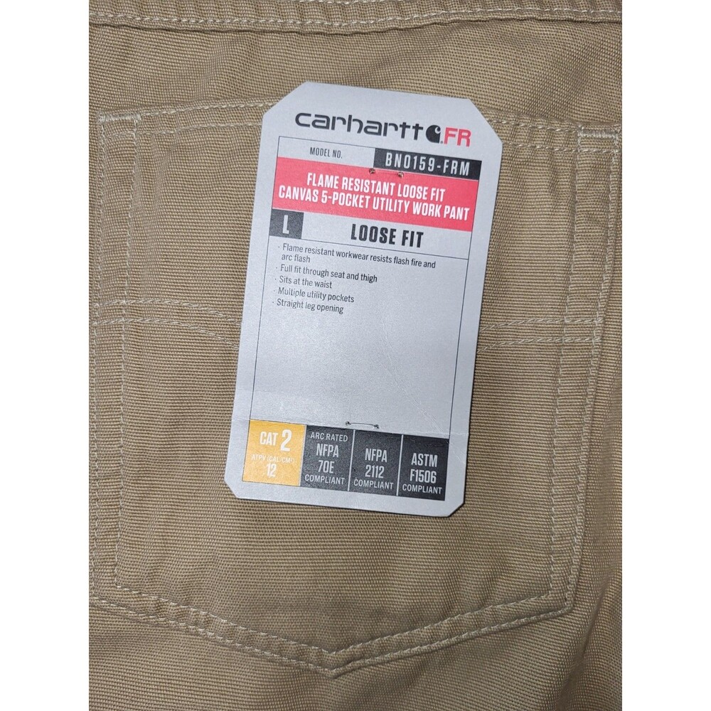 NWT Carhartt FR Pants BN0159-FRM Flame Resistant Loose Fit Canvas 38x30 - Picture 3 of 3